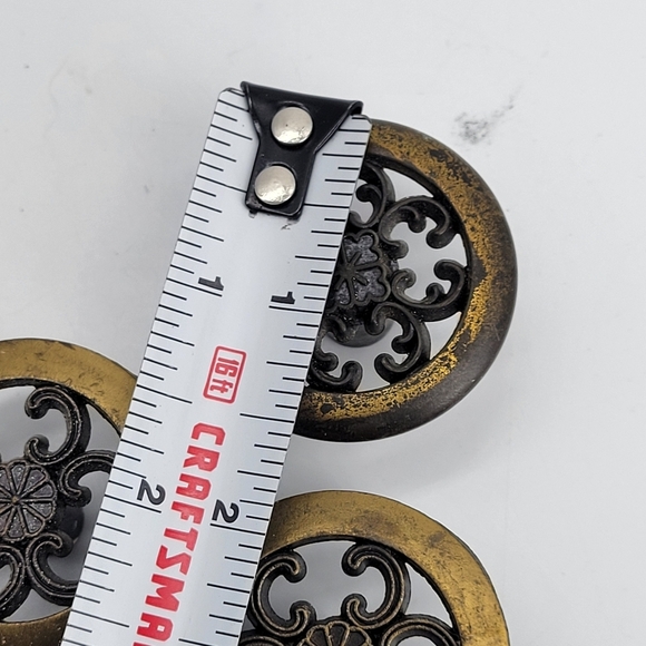 Vintage Lot of 9 Mixed Knobs Gold Tone Round Screws Allison Drawers Metal Round - Picture 8 of 11